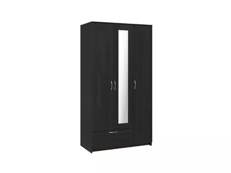 Шкаф СИРИУС трёхдверный с одним выдвижным ящиком и зеркалом, цвет Дуб Венге