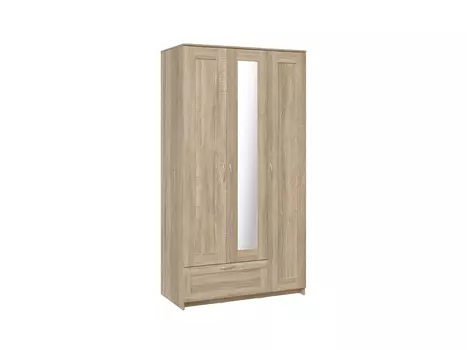 Шкаф СИРИУС трёхдверный с одним выдвижным ящиком и зеркалом, цвет Дуб Сонома