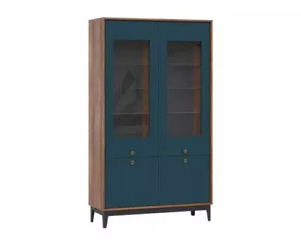 Шкаф-витрина Брасс (181, 40 см, Закрытые, Синий, 104)