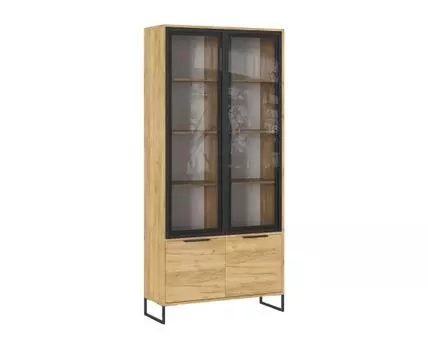 Шкаф-витрина Лофт (193, 30 см, Закрытые, Черный, 90 см)