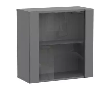 Шкаф-витрина Поинт (60, 30 см, Без подсветки, Закрытые, Серый, 60 см)
