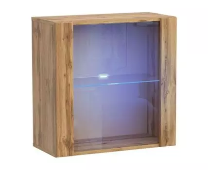 Шкаф-витрина Поинт (60, 30 см, С подсветкой, Закрытые, Светлое дерево, 60 см)