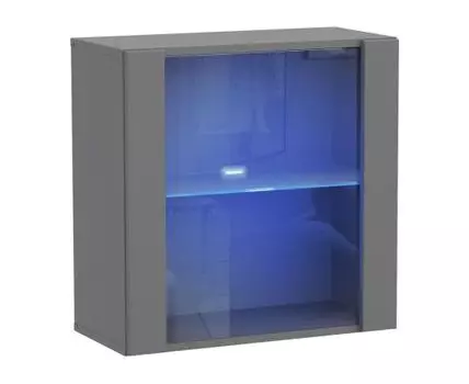 Шкаф-витрина Поинт (60, 30 см, С подсветкой, Закрытые, Серый, 60 см)