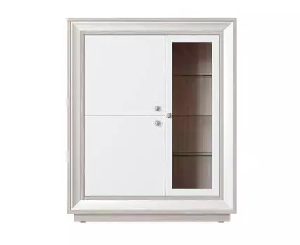 Шкаф-витрина Прато (142.5, 40 см, С подсветкой, Закрытые, Светлое дерево, 117.9)