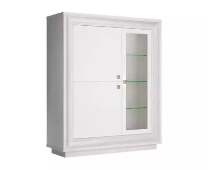 Шкаф-витрина Прато (142.5, 40 см, С подсветкой, Закрытые, Бежевый, 117.9)