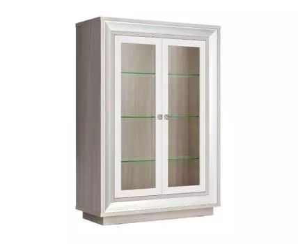 Шкаф-витрина Прато (142.5, 40 см, С подсветкой, Закрытые, Светлое дерево, 100 см)