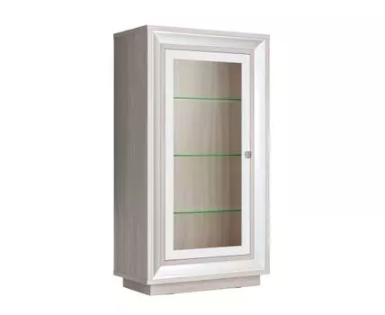 Шкаф-витрина Прато (142.5, 40 см, С подсветкой, Закрытые, Светлое дерево, 77.6)