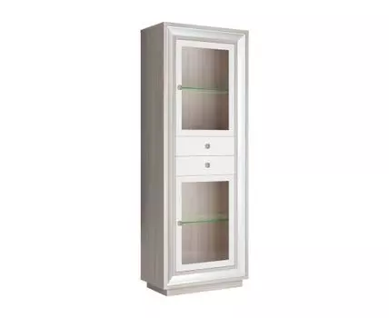 Шкаф-витрина Прато (210, 40 см, С подсветкой, Закрытые, Светлое дерево, 78)