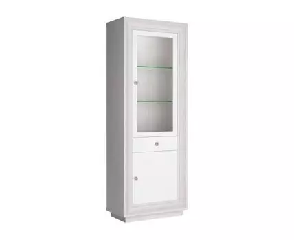 Шкаф-витрина Прато (210, 40 см, С подсветкой, Закрытые, Бежевый, 77.6)