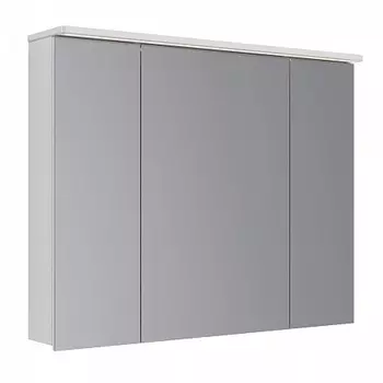 Шкаф зеркальный Lemark ZENON 100х80см 3-х дв, с козырьком-подсветкой, с розеткой, Белый глянец