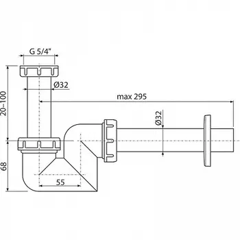 Сифон для умывальника и биде, пластик 32, арт. AG210902132 (аналог A45F-DN32)