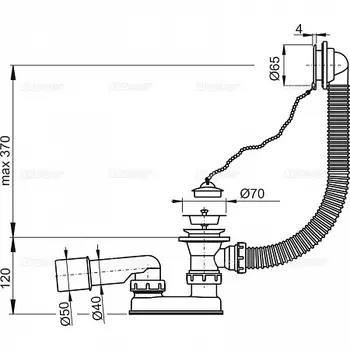 Сифон для ванны, хромированный, арт.AG210112160 (аналог A501)