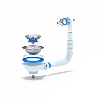 Сифон одинарный Ани Грот 3 1/2" с переливом и отводом Анипласт