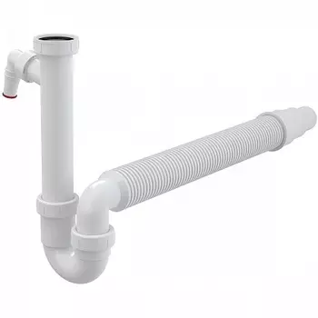 Сифон трубчатый с накидной гайкой 6/4", подводкой и гофрой, арт. A83-DN50/40