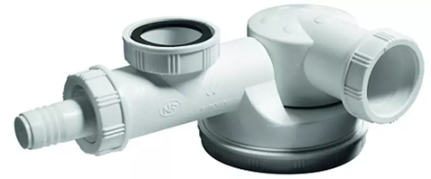 Сифон WIRQUIN ESPACE 1 х 40 мм сверхплоский с отводом для стиральной машины без выпуска