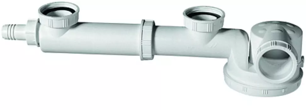 Сифон WIRQUIN ESPACE 1 х 40 мм сверхплоский для двойной мойки с отводом без выпусков