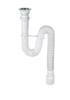 Сифон WIRQUIN гофрированный 1 х 40/50 мм, L800 мм с хомутом жёсткости