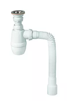 Сифон WIRQUIN МИНОР с выпуском 1 х 40 мм и с гофротрубой L800 мм, 40х40/50 мм