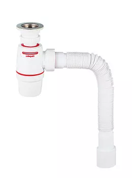 Сифон WIRQUIN NEO AIR с выпуском 1 х 40 мм и с гофротрубой L800 мм, 40х40/50 мм