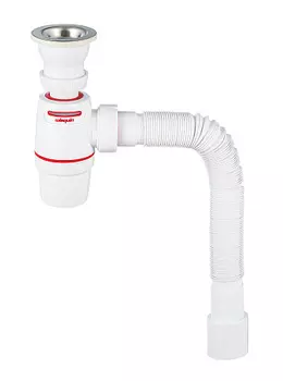 Сифон WIRQUIN NEO AIR с выпуском 1 х 40 мм и с гофротрубой L800 мм, 40х40/50 мм