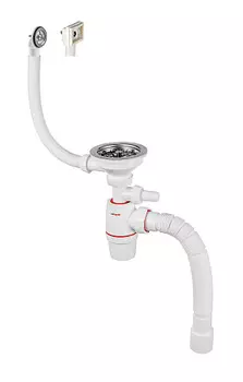 Сифон WIRQUIN NEO с нержавеющей чашкой 114 мм, с отв., перел. и с гофротрубой L800 мм (3"- 40/50)