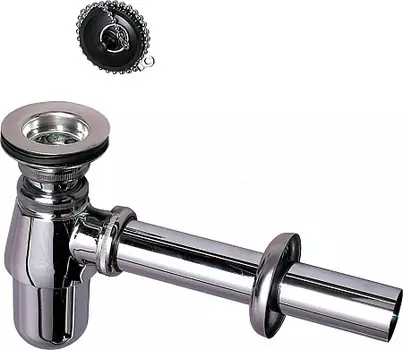 Сифон WIRQUIN SL213 1 x 32 мм с латунным хромированным выпуском, отвод L200 мм, с цепочкой