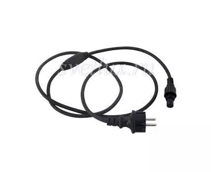 Силовой Провод 1,2м с Выпрямителем для Каучуковых и ПВХ Нитей 220В, Провод Черный Каучук, IP65