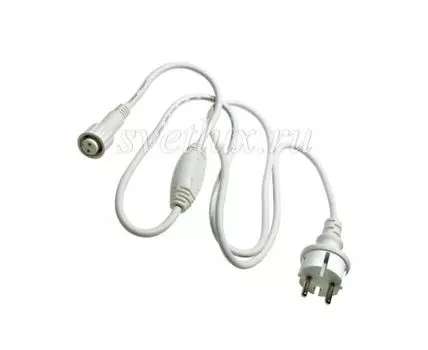 Силовой Провод 1,2м с Выпрямителем для Каучуковых и ПВХ Нитей 220В, Провод Белый Каучук, IP65