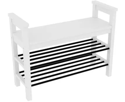 Скамья 85 Кантри для обуви, массив сосны, цвет белый