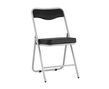 Складной стул Джонни экокожа черный каркас металлик