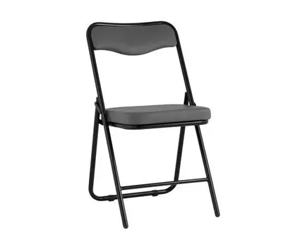Складной стул Джонни экокожа серый каркас черный матовый