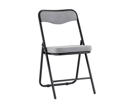 Складной стул Джонни велюр серый каркас черный матовый