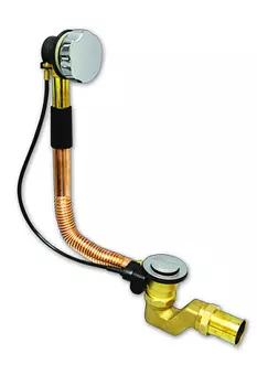 Слив-перелив WIRQUIN медно-латунный п/автомат, регулируемый перелив L450-700 мм, хром нерж. вентиль