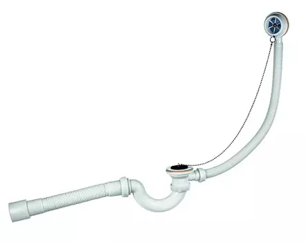 Слив-перелив WIRQUIN с S-образным сифоном с гофротрубой на 40x40/50, выпуск пластик