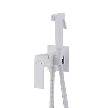 Смеситель ABBER Daheim AF8226W с гигиеническим душем,белый матовый