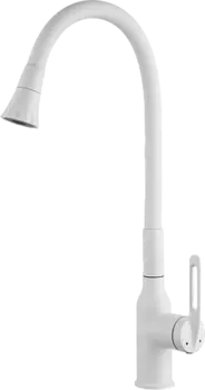 Смеситель для кухни HAIBA HB42830-8, гибкий излив,нержавеющая сталь, белый