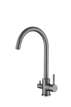 Смеситель для кухни HAIBA HB43828-3 с подключением фильтра, нержавеющая сталь, оружейная сталь