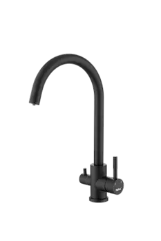 Смеситель для кухни HAIBA HB43828-7 с подключением фильтра, нержавеющая сталь, черный