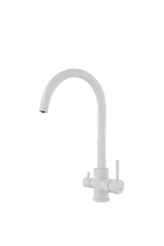 Смеситель для кухни HAIBA HB43828-8 с подключением фильтра, нержавеющая сталь, белый