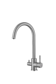 Смеситель для кухни HAIBA HB43828 с подключением фильтра, нержавеющая сталь, сатин