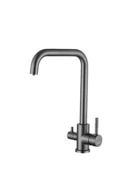 Смеситель для кухни HAIBA HB43829-3 с подключением фильтра, нержавеющая сталь, оружейная сталь