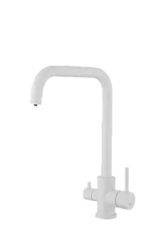 Смеситель для кухни HAIBA HB43829-8 с подключением фильтра, нержавеющая сталь, белый