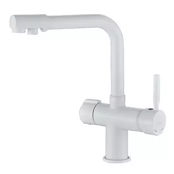 Смеситель для кухни HAIBA HB70088-8 с подключением фильтра, латунь, белый