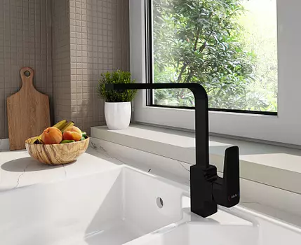 Смеситель для кухни VITRA Root Square A4275336EXP глянцевый черный