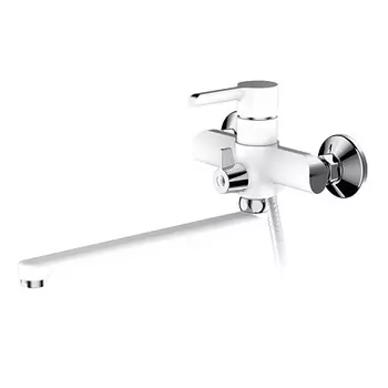 Смеситель для ванны HAIBA HB22805-8, длинный излив, латунь, белый/хром