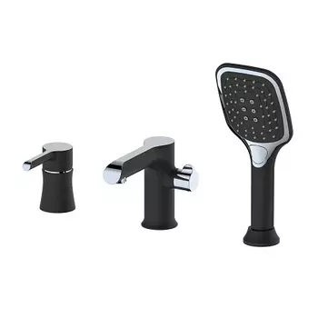 Смеситель для ванны HAIBA HB80805-7 на борт, 3 отверстия, латунь черный/хром