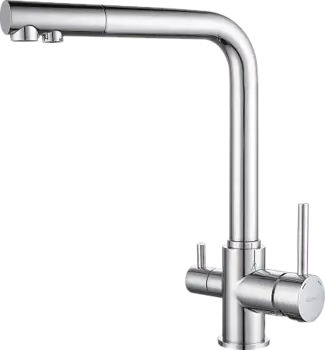 Смеситель GRANFEST для кухни Г-обр. с краном питьевой воды D-35мм хром