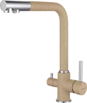 Смеситель GRANFEST для кухни Г-обр. с краном питьевой воды D-35мм песочный