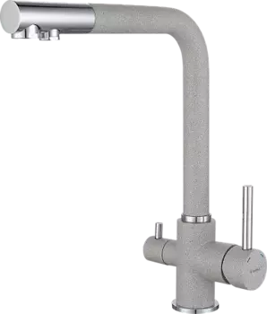 Смеситель GRANFEST для кухни Г-обр. с краном питьевой воды D-35мм серый