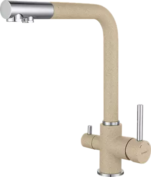 Смеситель GRANFEST для кухни Г-обр. с краном питьевой воды D-35мм бежевый